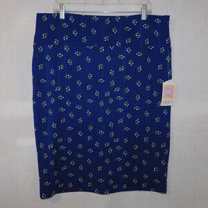 Lularoe Cassie Womens 3XL Blue White Floral Pattern Body Con Pencil Skirt NEW